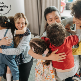 Children giving hugs to caregivers