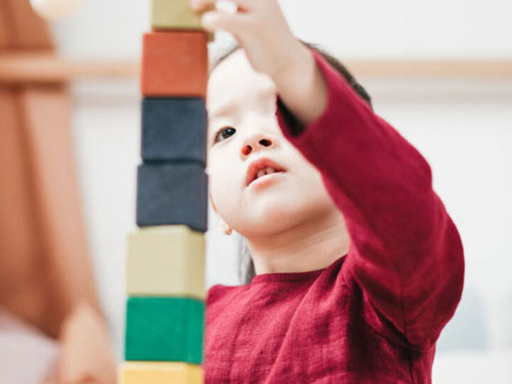 Girl playing with blocks