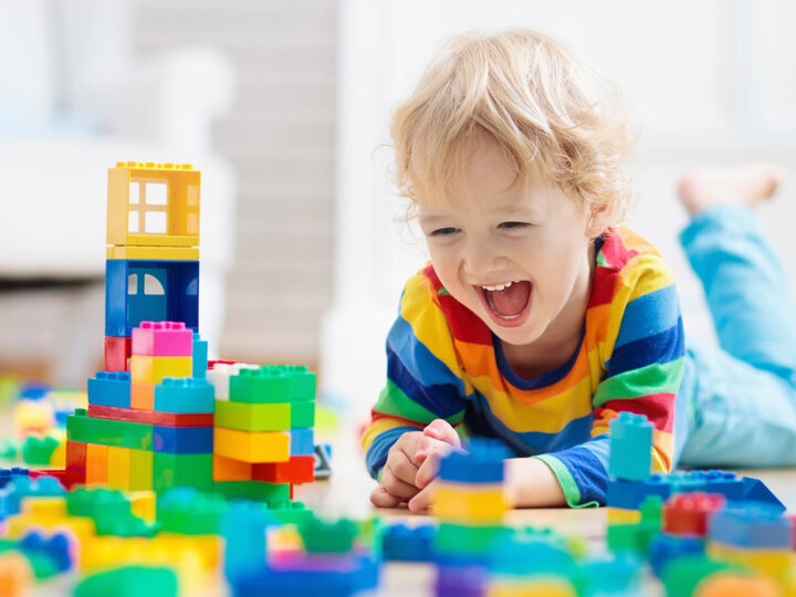 Child playing with blocks